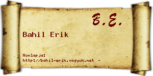 Bahil Erik névjegykártya